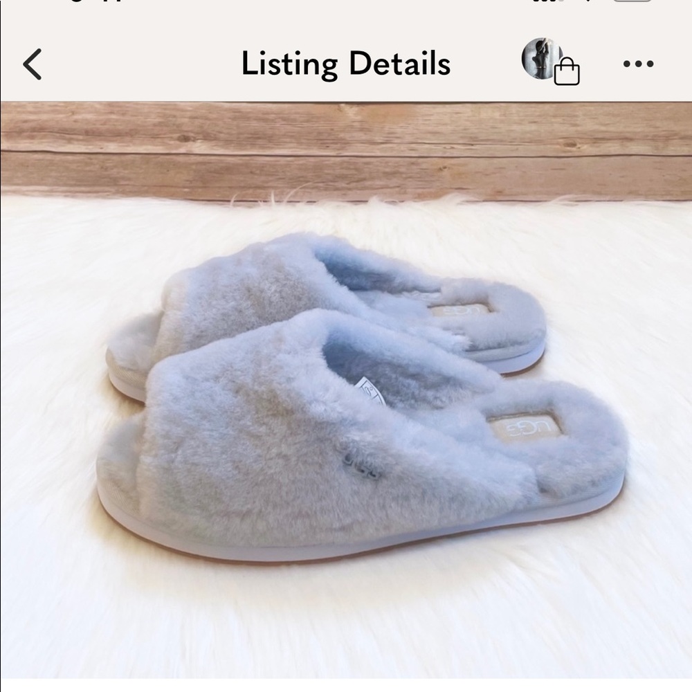 UGG Women’s Annia Peep Toe Sheepskin Slippers In Sky Blue 🧚